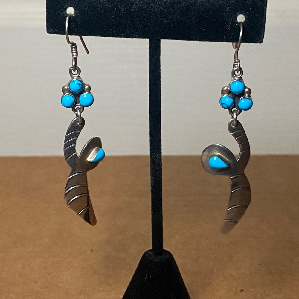 Sterling Silver And Turquoise Dangle Earrings